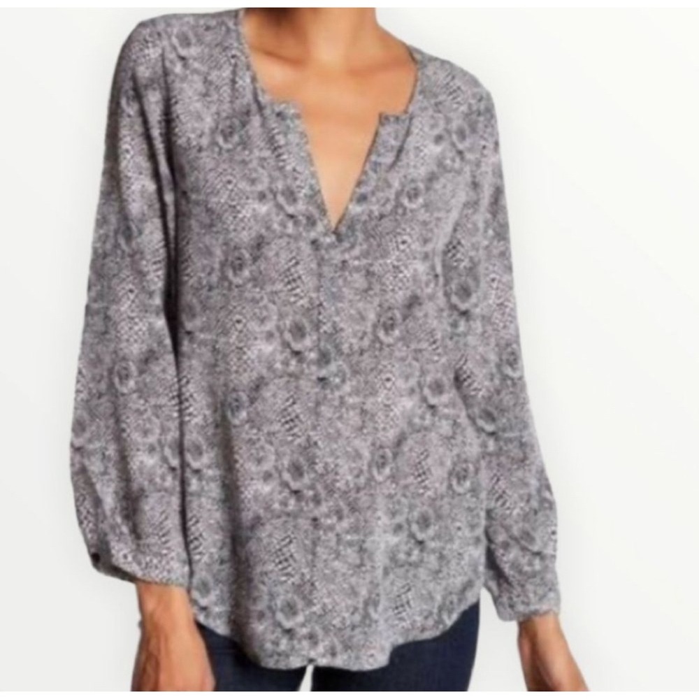 Joie Silk Snake Print V Neck Long Sleeve Blouse Top Women's Size Small